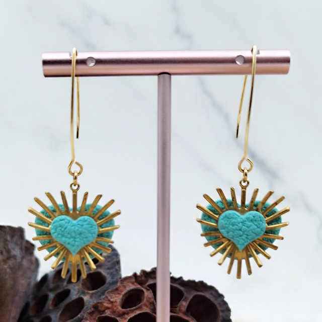 Boucles d&#039;oreilles Cœur Bleu