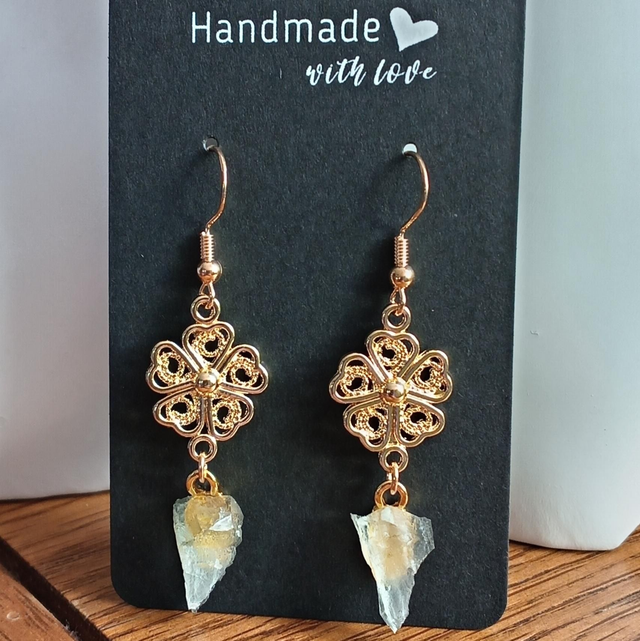 Gold Fluorite Shard Earrings 