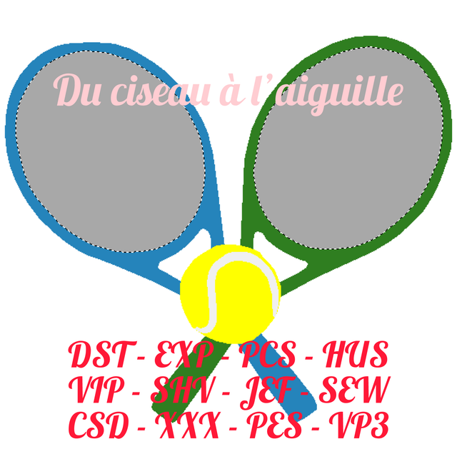 fichier broderie raquettes de tennis - Cadre 10x10 / 12 Formats