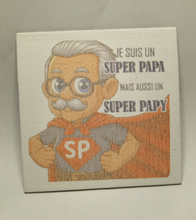 Aimant “Super Papa / Super Papy” – Création artisanale