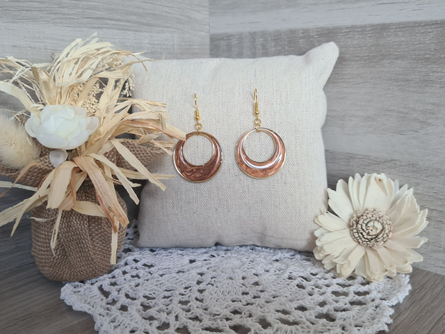 Boucles d&#039;oreilles dorées et bronze Légères Et Hypoallergénique