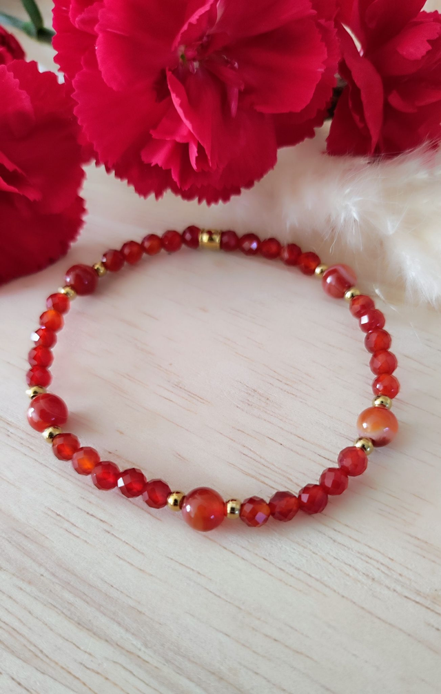 Bracelet Cornaline "Pensées positives" 