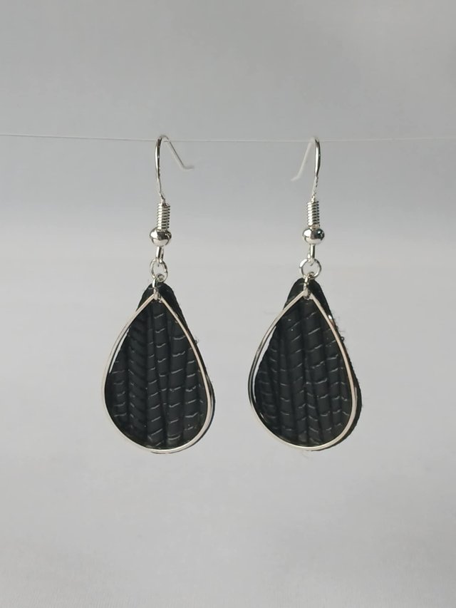 Black Leather and Silver Teardrop