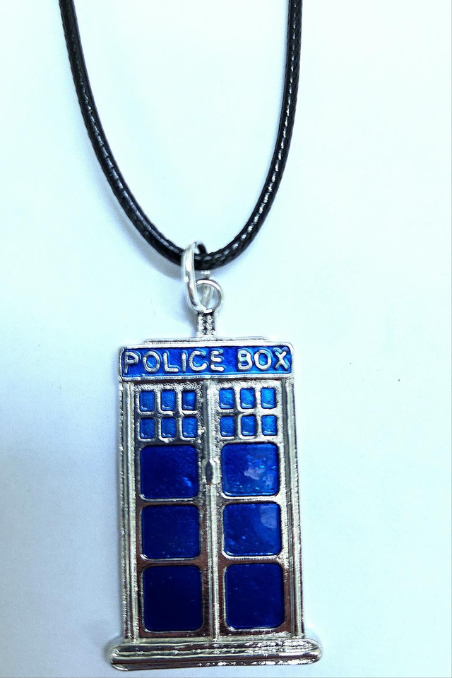 TARDIS Flat Charm on Waxed Cord Necklace 49cm