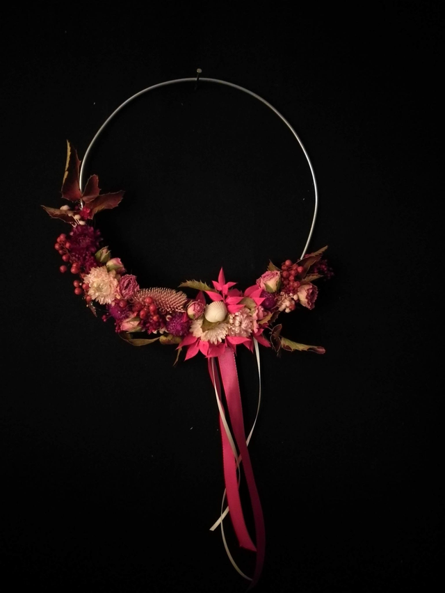 Fleurs séchées : Couronne murale