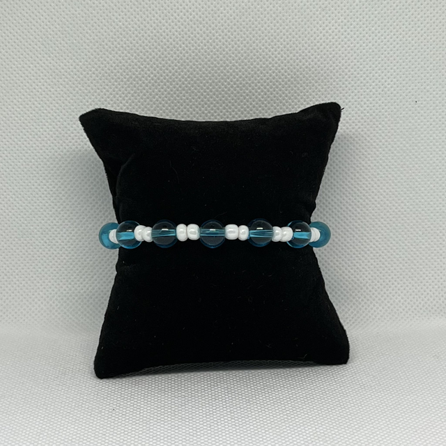 Bracelet en perles rocailles blanc - Perles de verres bleu