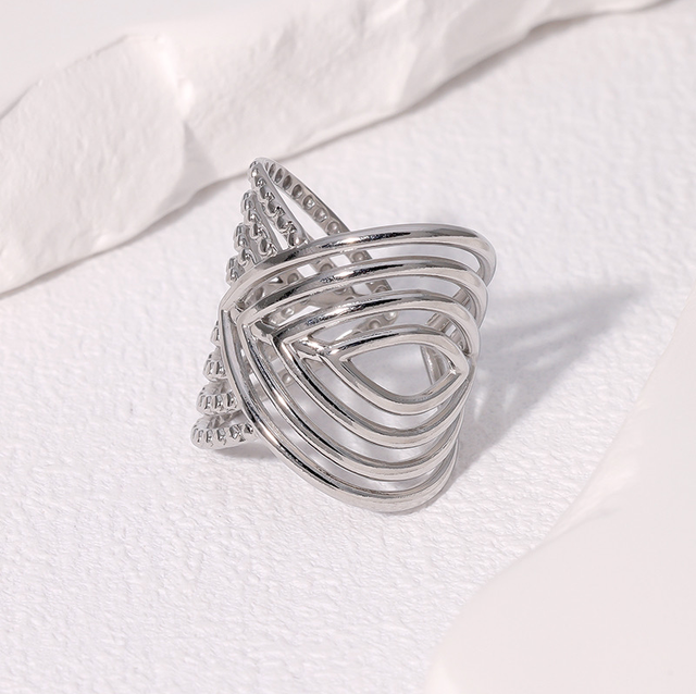 Bague PRINT Argenté | Ajustable en acier inoxydable 