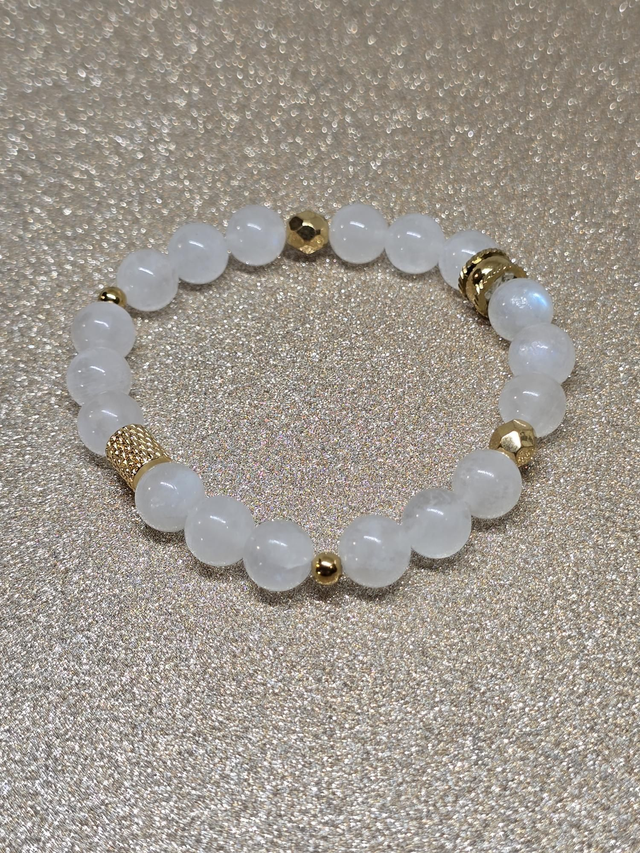 Bracelet Pierre de lune bleutée 0,8 cm