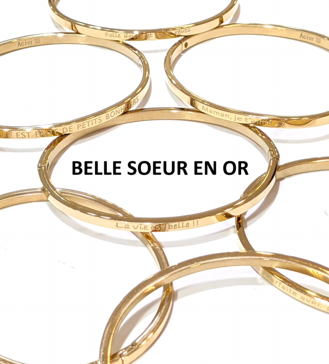 Jonc message graver BELLE SŒUR EN OR