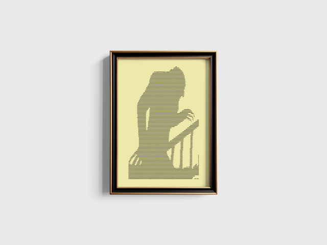 A3 Schreibmaschinen-Porträt Graf Orlok aus "Nosferatu" in Schwarz auf Elfenbein