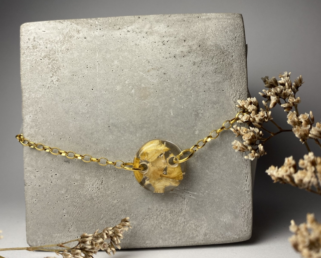 Bracelet maille ovale Pivoine jaune