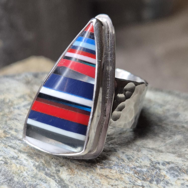 Size Q Surfite and Sterling Silver Ring