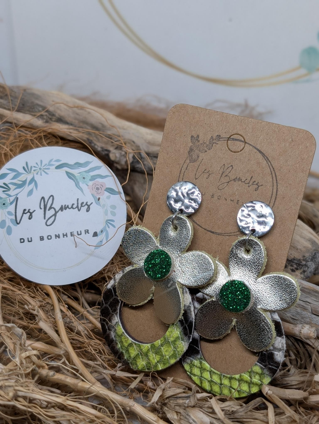 Boucles d&#039;oreilles baby Marguerite vert bm1135