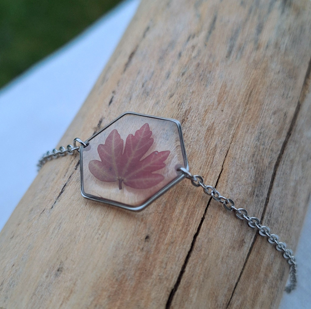 Bracelet argenté · hexagonal Érable