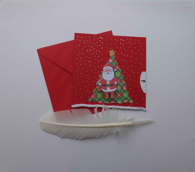 Le père noël souhaite de joyeuses fêtes (carte à tirette)