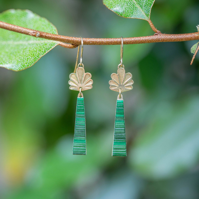 Boucles d'oreilles Calyx - Doré, vert