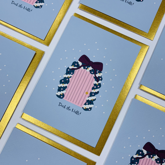 Door Wreath Christmas Card 