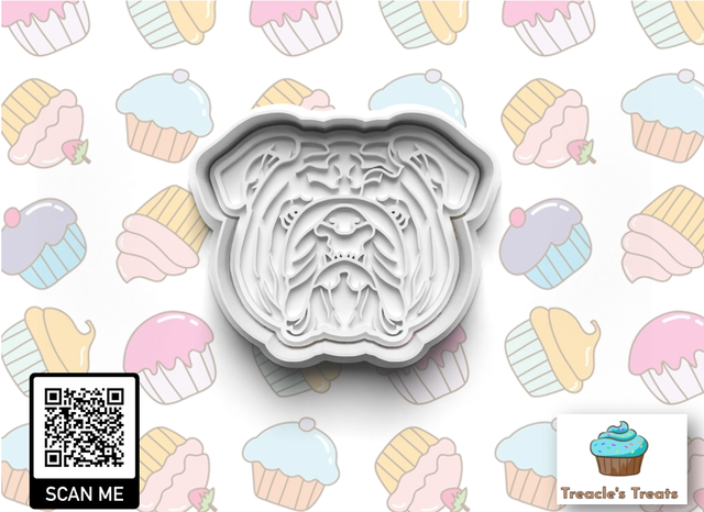 English Bulldog Head Fondant/cookie stamp with cutter