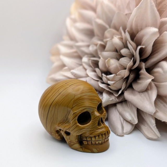 High Quality Hand Carved Crystal Skull - 2.5" Picture Jasper 