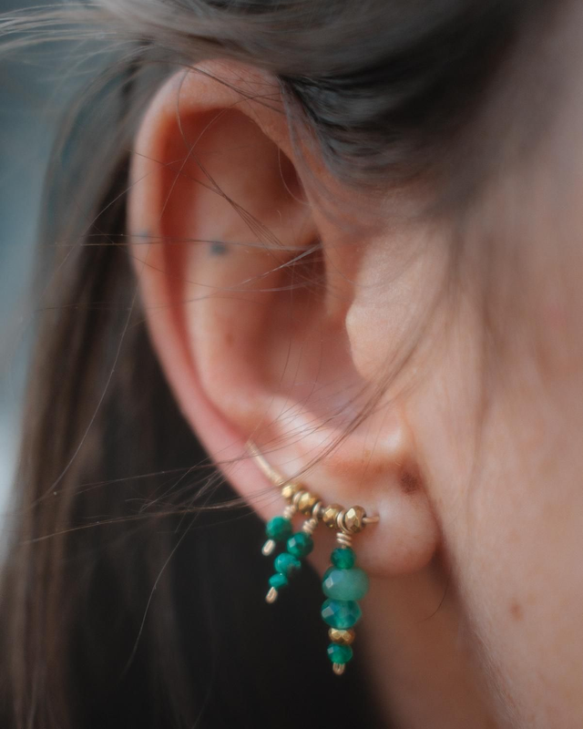 Climber en Aventurines, Agates Vertes & Or Laminé 14k