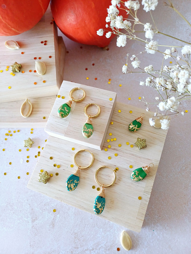 &quot;Les Étincelles&quot; - Azur Doré- Créole interchangeable