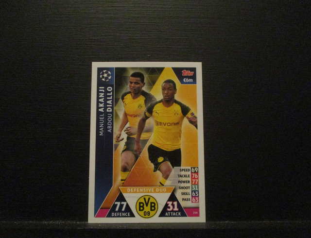 Manuel Akanji / Abdou Diallo - UEFA Champions League Match Attax 2018/19 Original Trading Card #144