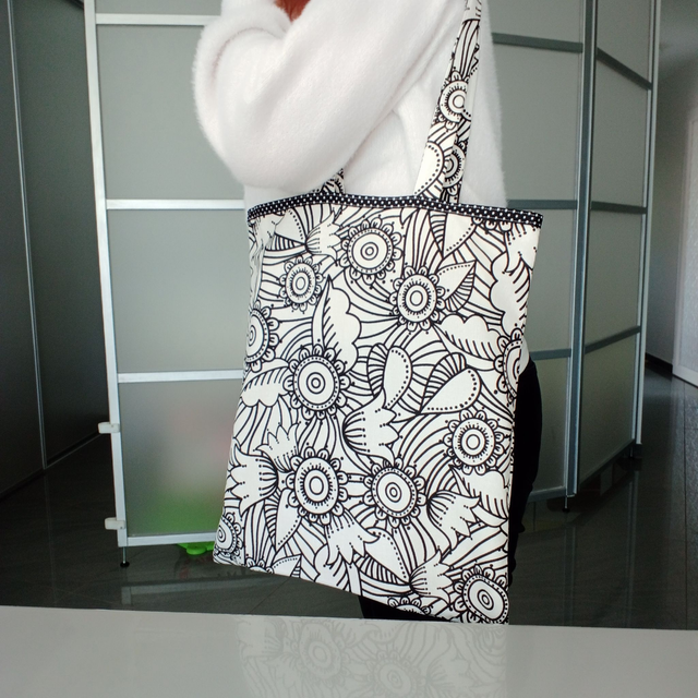 Tote Bag Imprimé &quot;Rosaces&quot; blanc Femme 