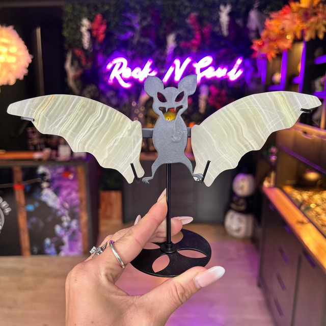 Banded Calcite Bat Wings on Stand R20B3