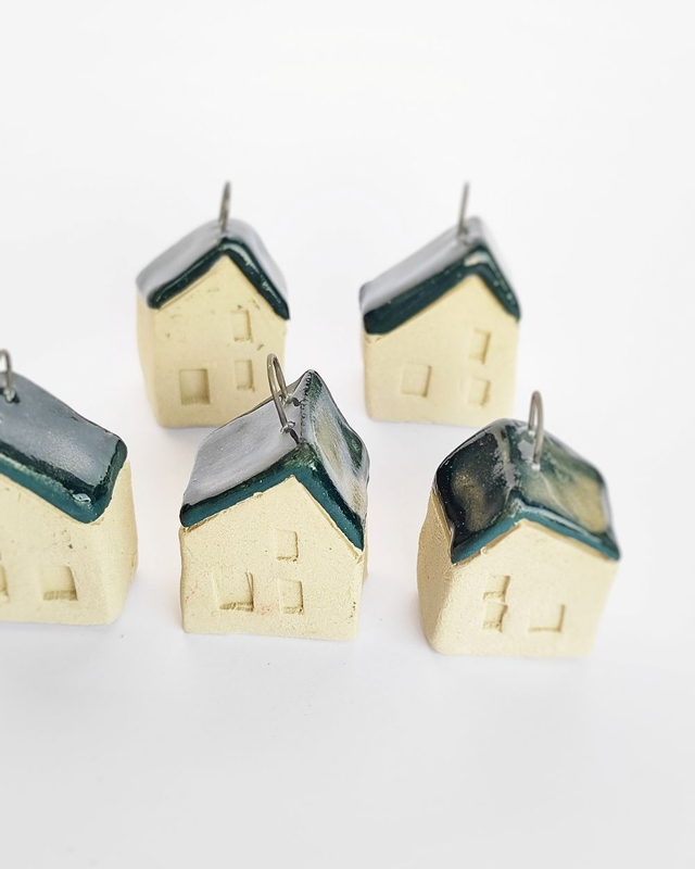 Zestaw 5 mikro domków ceramicznych granatowo-szarych