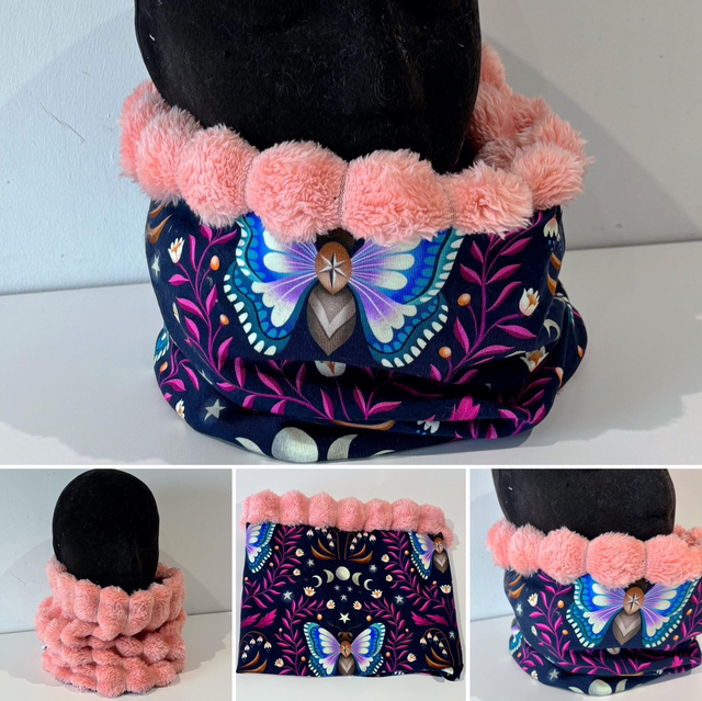 Snood , tour de cou Adulte ou Enfant Butterfly bleu