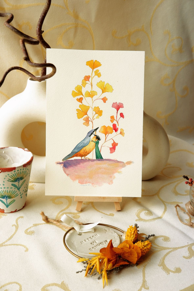 Illustration originale "L'étreinte de la sitelle torchepot"