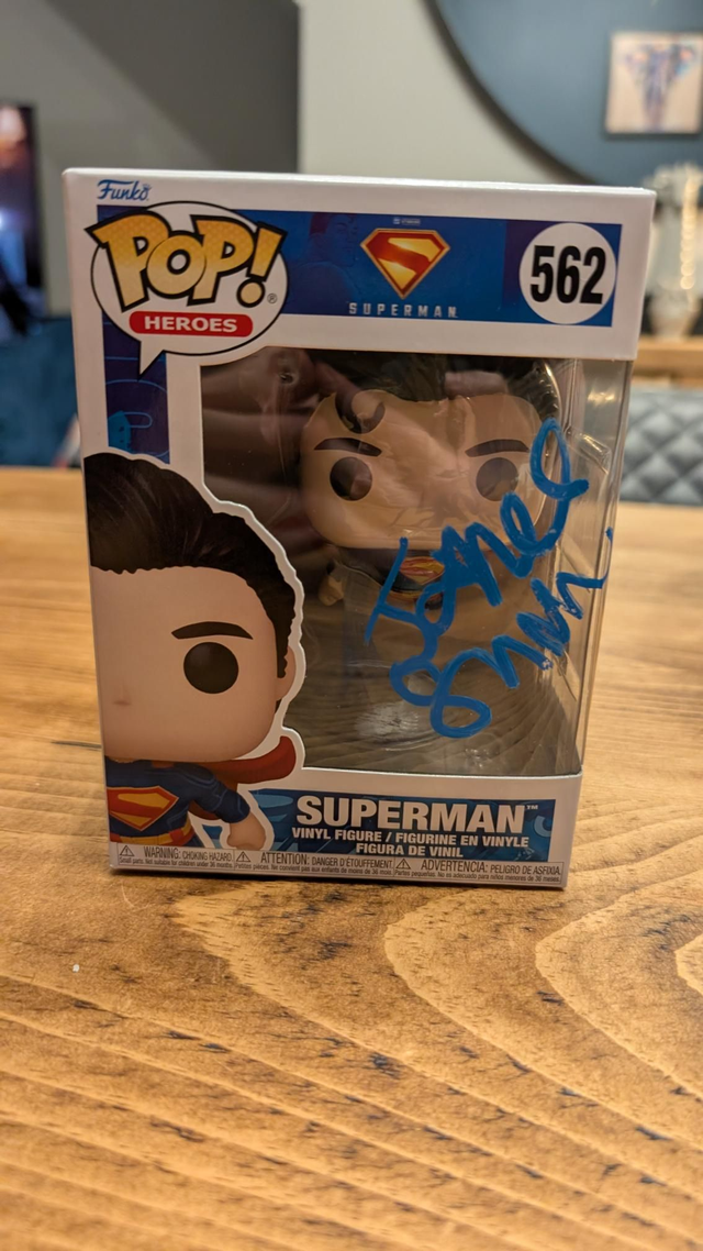 Funko Pop DC Superman 562 Signed By James Gunn with Beckett Authentication 