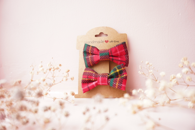 Red Tartan Mini Bow 2 Pack