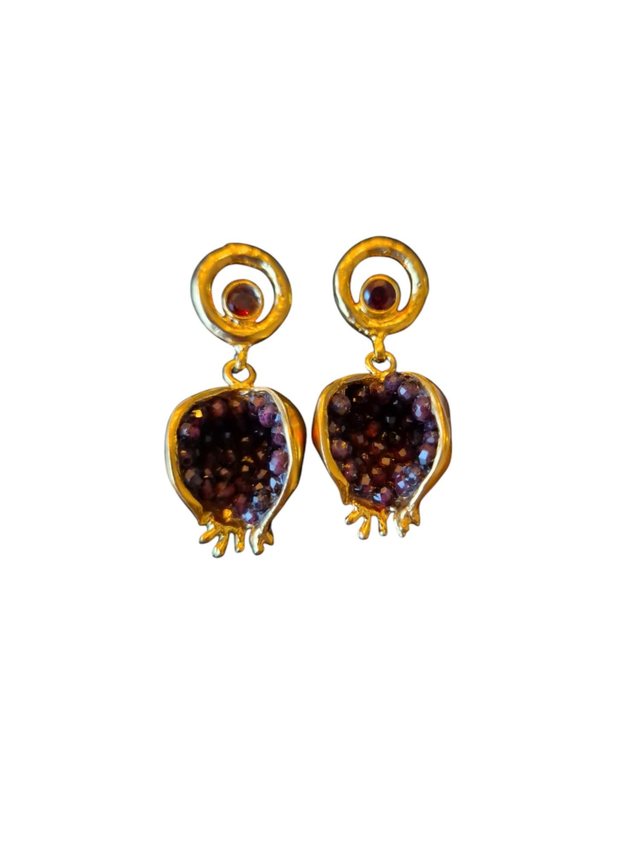 Boucles d&#039;oreilles grenade pierre Grenat