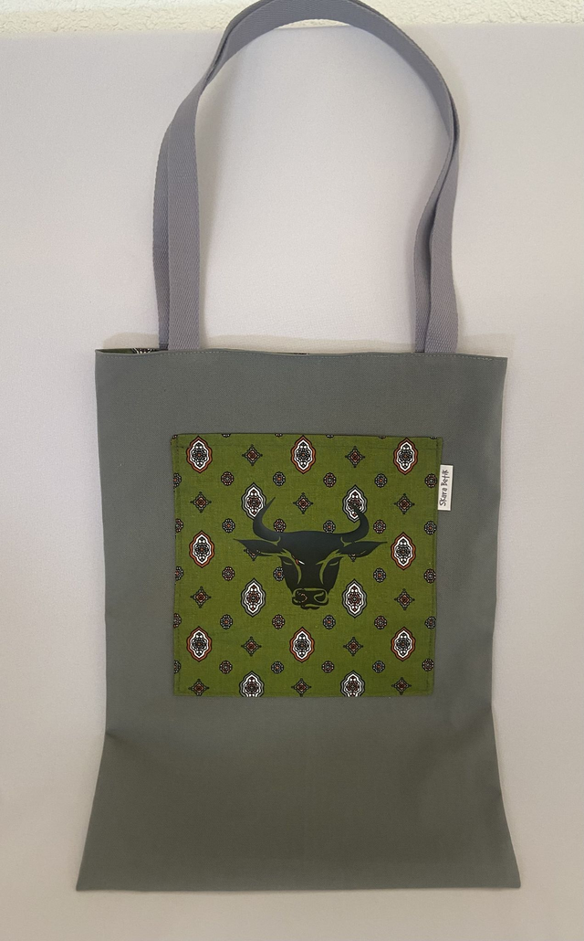 TOTE BAG SPECIAL FERIA STYLE PROVENÇAL GRIS ET VERT