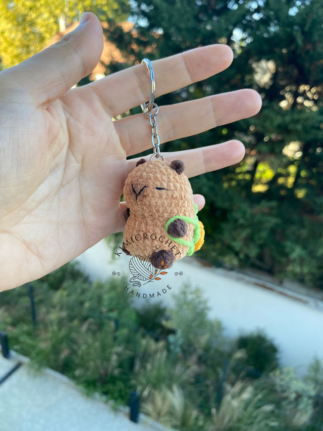 Capybara wearing turtle bag Keychain