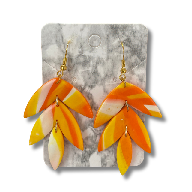 Yellow and orange marbled triple dangles