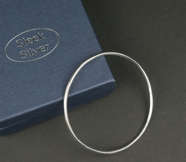 Silver Plain Bangle - Round Profile
