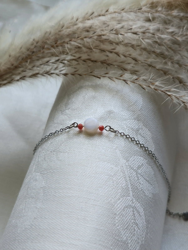 Bracelet &quot;Enaé&quot; - Rose &amp; Argent
