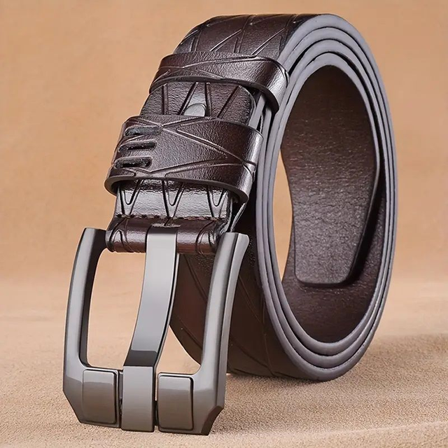 Ceinture cuir véritable à Boucle ardillon Pour Homme, couleur café, Taille: 120 CM 