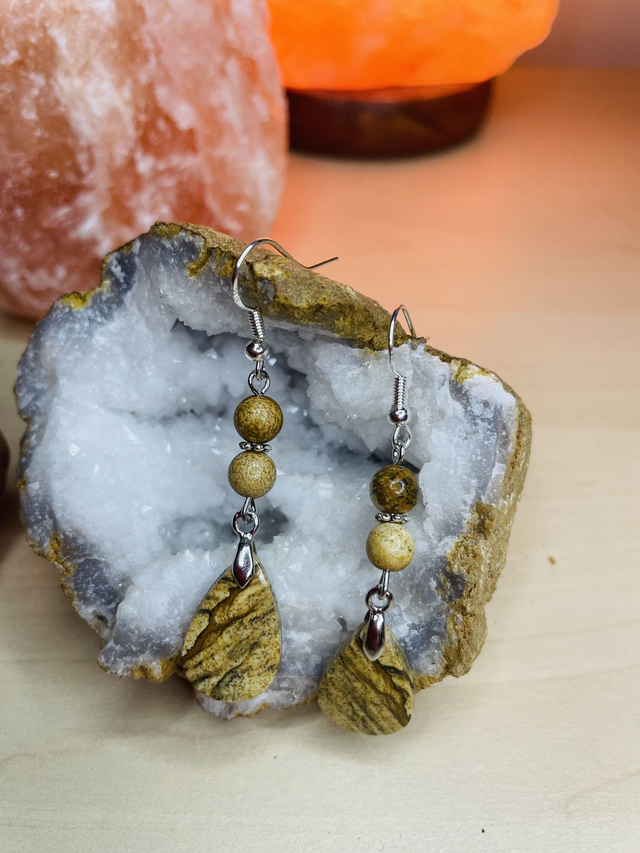 Boucles d'oreilles en JASPE PAYSAGE