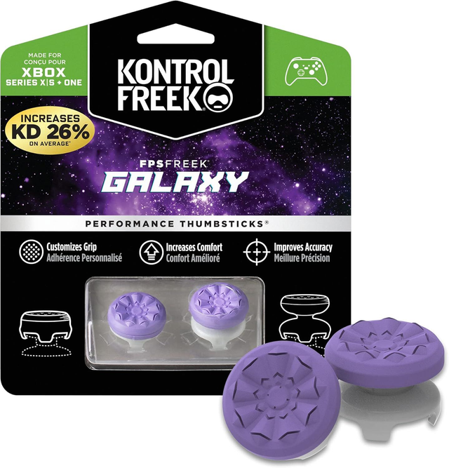 KontrolFreek FPS Freek Galaxy Purple voor Xbox One en Xbox Series X Controller | 2 Performance Thumbsticks | 1 High-Rise, 1 Mid-Rise | Paars