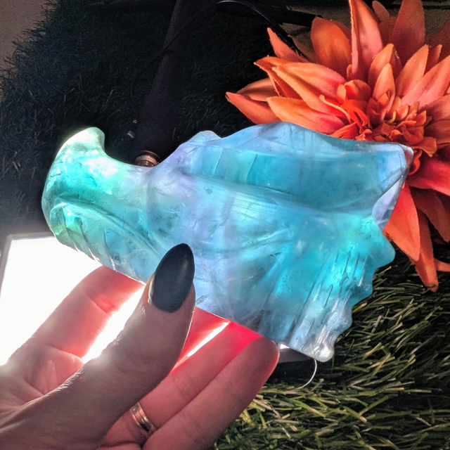 Fluorite Dragon Head Carving 