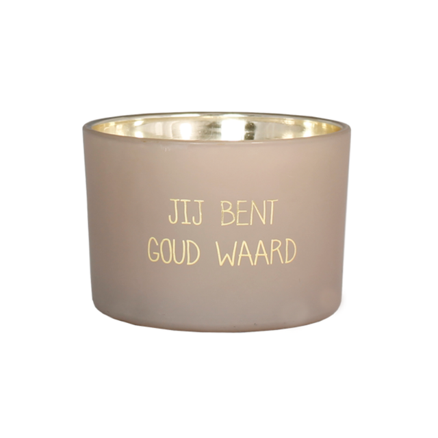 Geurkaars met boodschap Jij bent goud waard
