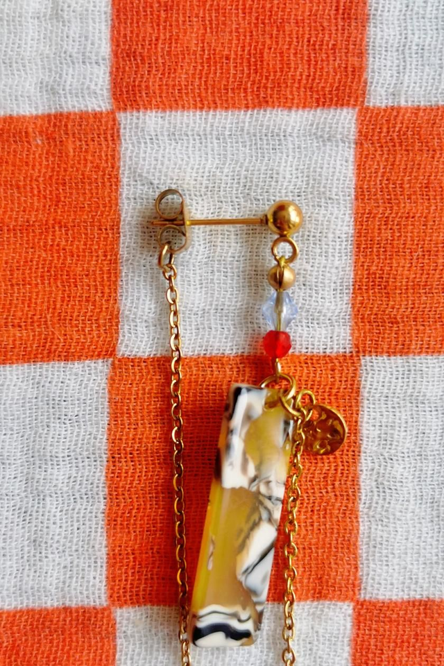 Boucles d'oreilles Jaune & Doré