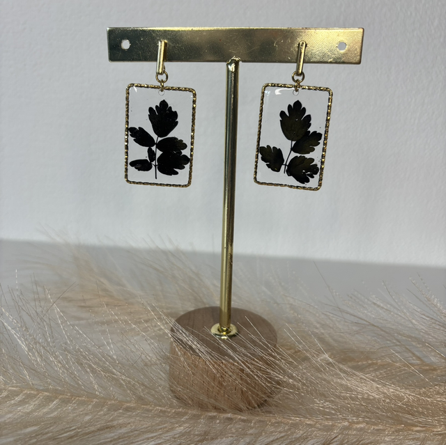 Boucles d’oreilles feuilles noires