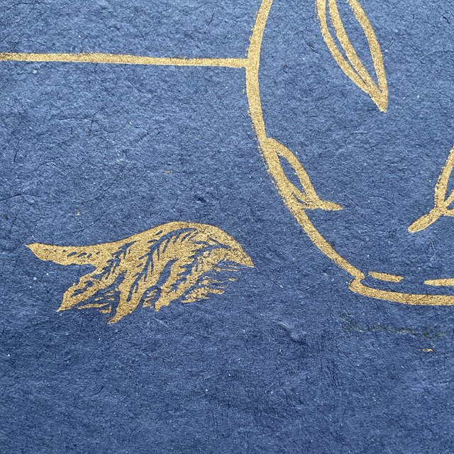 Summer Blooms in gold in Khandi paper