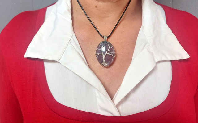 ARBRE DE VIE ARGENTE SUR AGATE INDIENNE