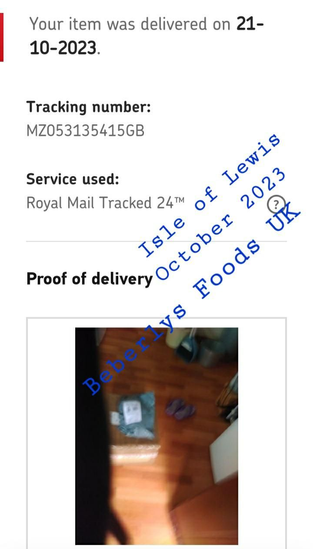 From Customer: MRS MJ SMITH( Isle of Lewis Scotland- October 2023)