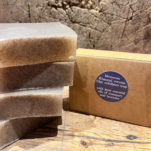 Rhassoul vervain exfoliating clay soap with rosemary and lavender